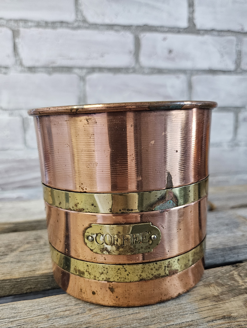 Copper & Brass Vintage Coffee Canister